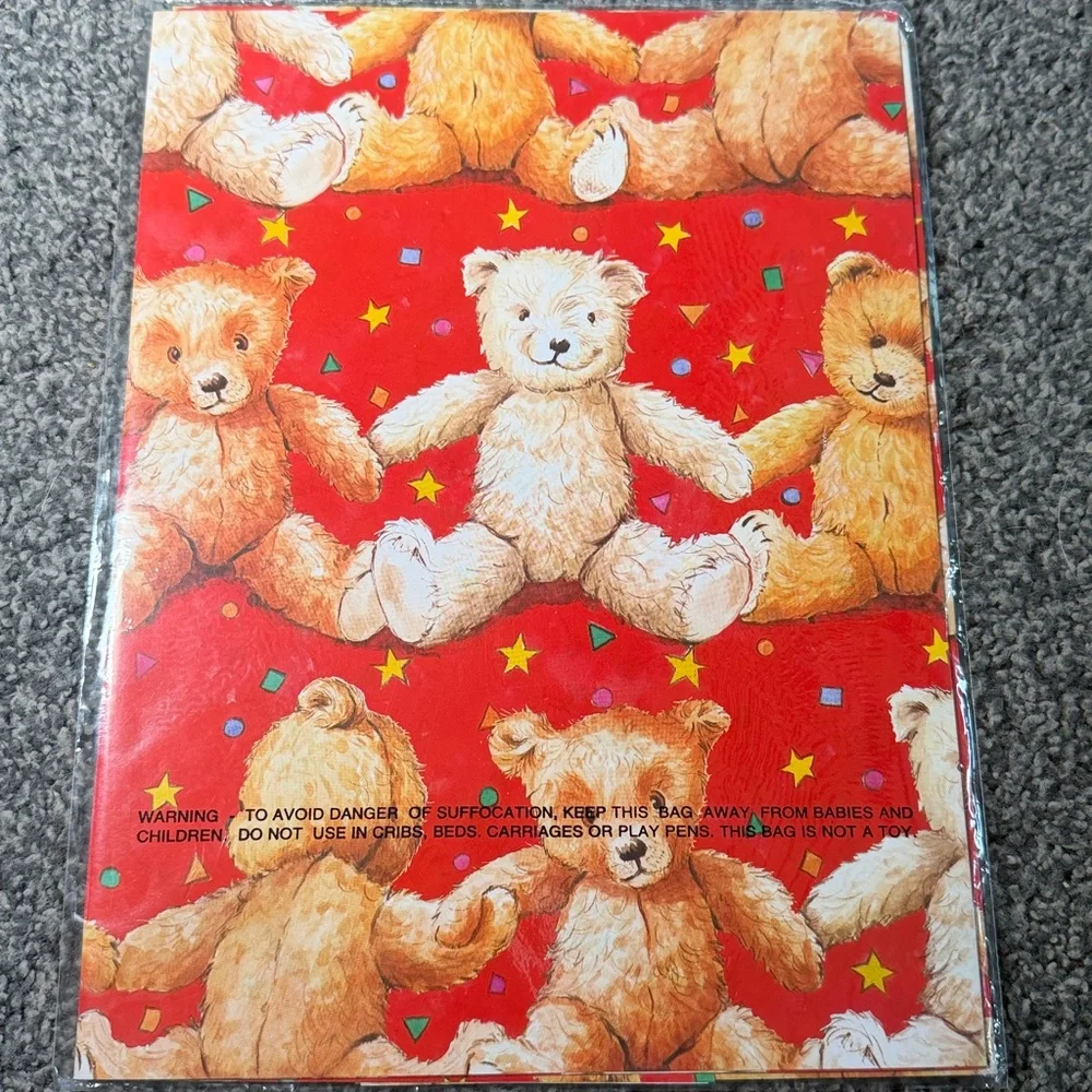 5/$25 VINTAGE Birthday Wrapping Paper Teddy Bear